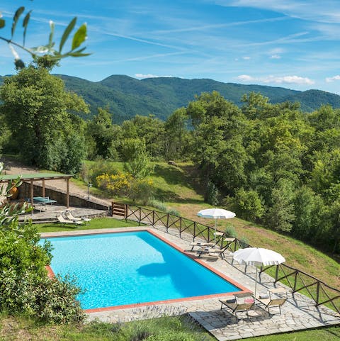 Spend sunny days floating in the pool on the hillside