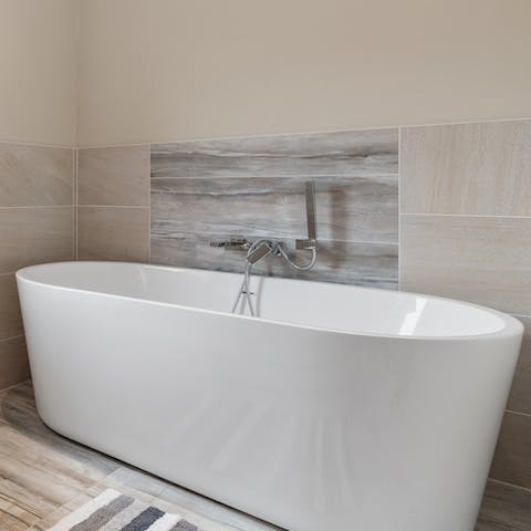 Relax with a long, luxurious soak in the freestanding bath