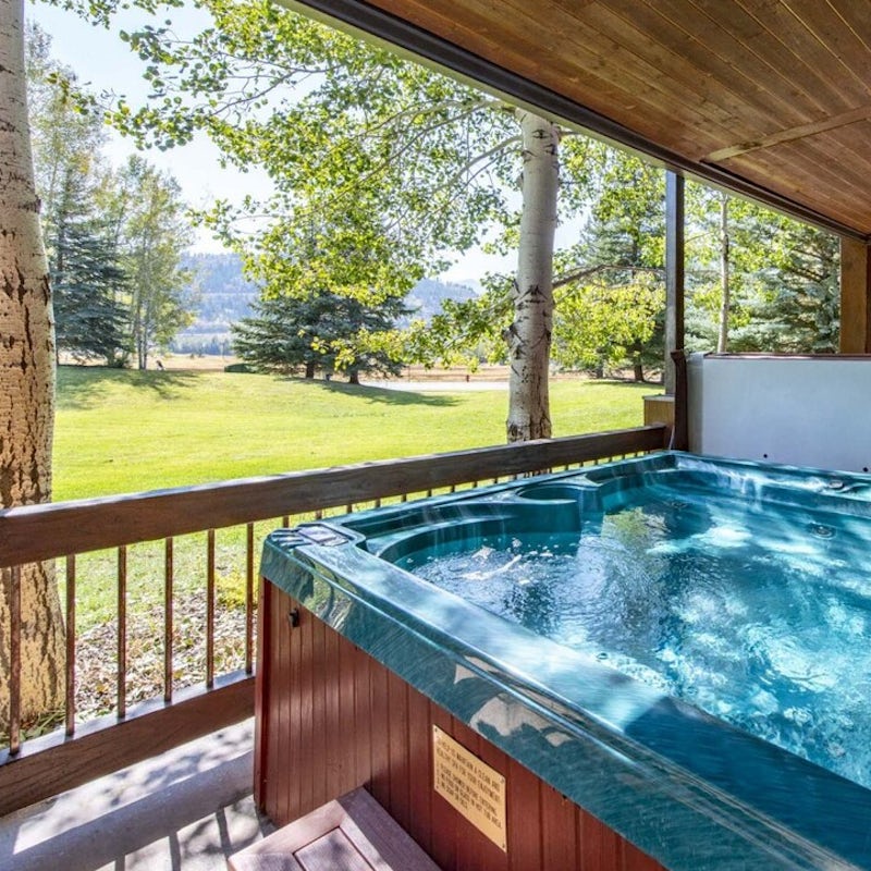 Treat yourself to a soak in the hot tub