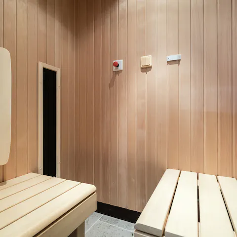 Tend to legs sore from skiing to a bit of restorative heat in the infrared sauna