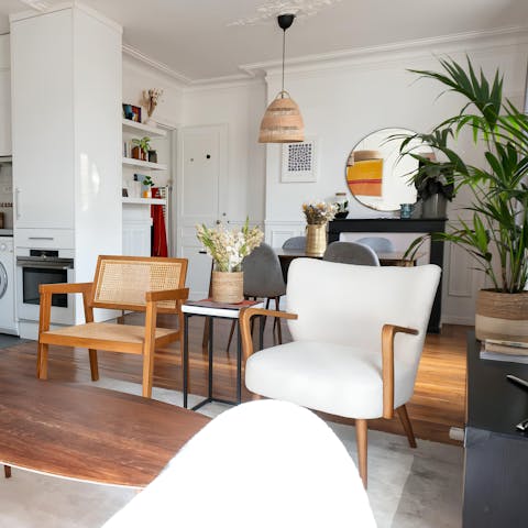 Relax with your holiday read in the light-filled living room
