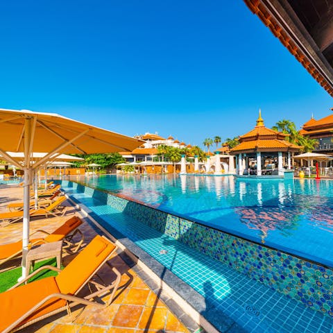 Cool off from the hot Arabian sun with a dip in the communal swimming pools