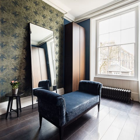 Style your London look in the light-filled dressing room