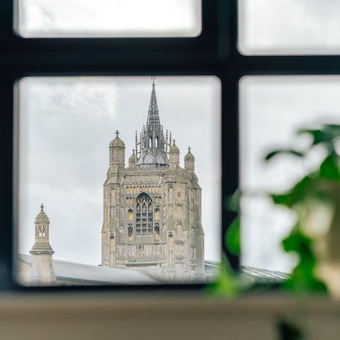 Take in the magnificent view of St Peter Mancroft and the city's rooftops from the big window