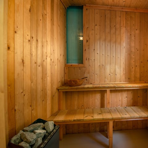 Get your sweat on in your very own wood panelled sauna