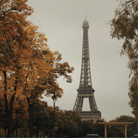 Take a fifteen-minute stroll to the iconic Eiffel Tower 