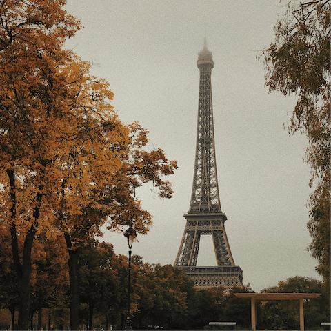 Take a fifteen-minute stroll to the iconic Eiffel Tower