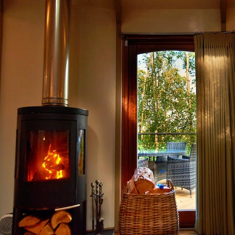 Curl up after a day in the countryside in front of the wood burning stove