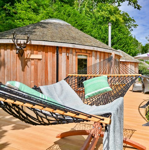 Relax with a book in the hammock