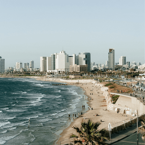 Challenge your friends to a game of volleyball at Jerusalem Beach, a short walk from home