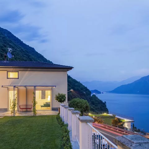 Enjoy views of the lake from the home's private lawn