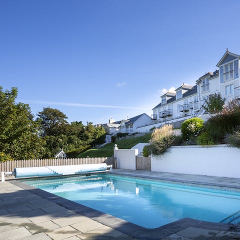 Start your mornings with a dip in the communal pool