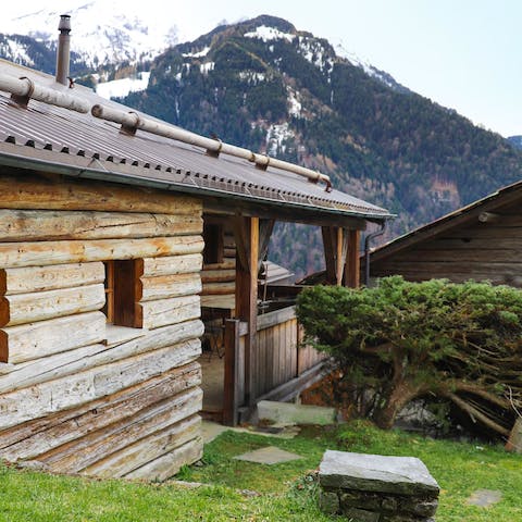 Admire views across the mountains from your historic chalet