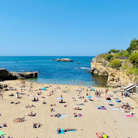 Spend a day on the shore at Biarritz Beach, a forty-minute drive from home