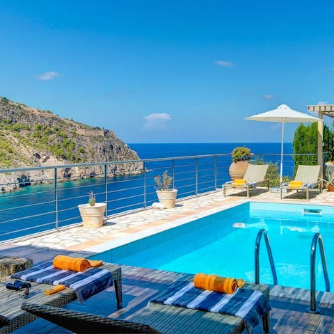 Soak up the sun and the Ionian Sea views by the private pool