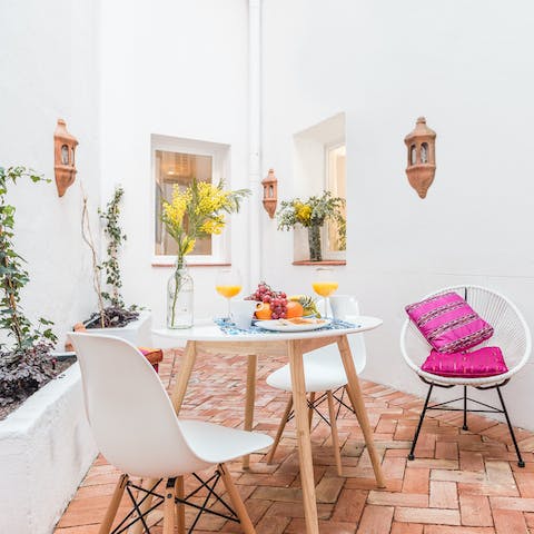 Enjoy a sunny alfresco breakfast in the private courtyard