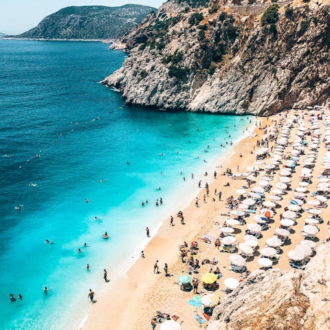 Stroll twenty-five minutes to Kalkan and relax on the beach