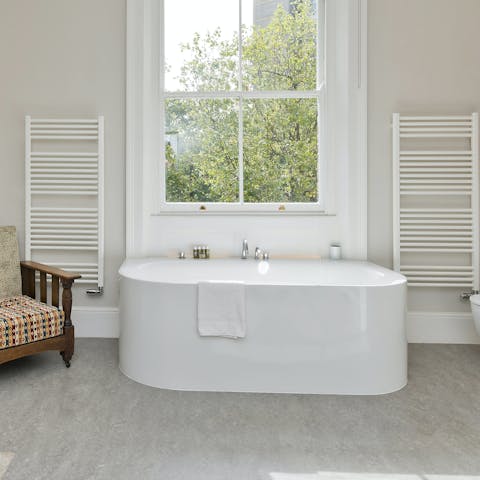 Soak your cares away in the freestanding tub