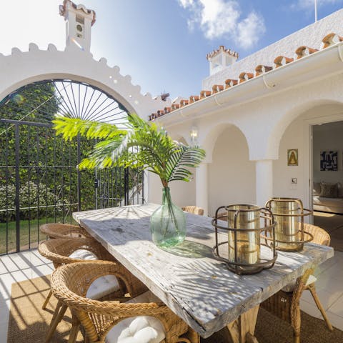 Dine on the pretty courtyard as the sun starts to descend