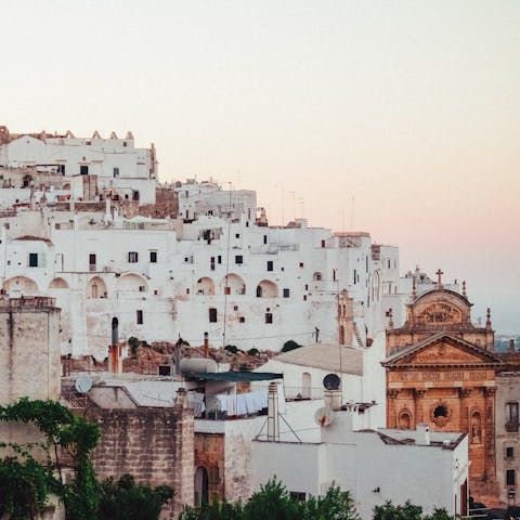 Take a day trip to Ostuni, a whitewashed city only fifteen minutes away