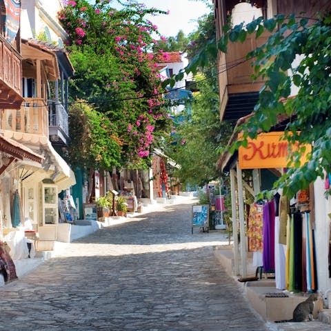 Get your glad rags on for an evening meal in charming Kaş, just a five-minute drive away