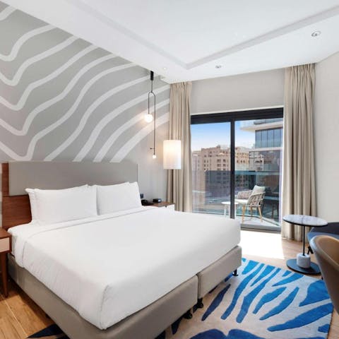 Wake up in the comfortable bed and step straight onto the private balcony for an alfresco coffee