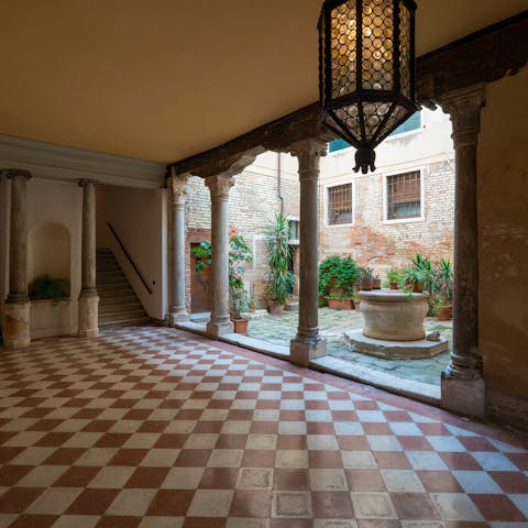 Enjoy a peaceful moment in the building's secluded courtyard