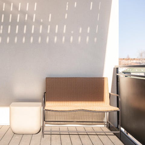 Find a sunny spot on the private balcony for your morning sunrise meditation 