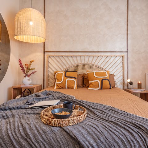 Get a good night's sleep after a busy day sightseeing in the cosy, boho-style bedrooms