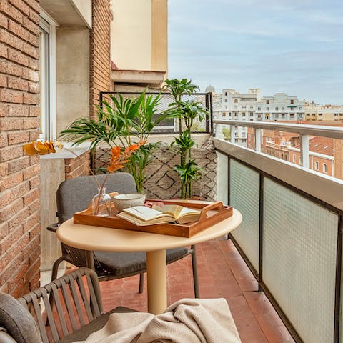 Watch the sun go down on the private balcony, a glass of Cava in hand 