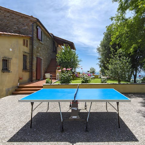 Play ping pong after visiting Civitella in Val di Chiana, 2 kilometres away