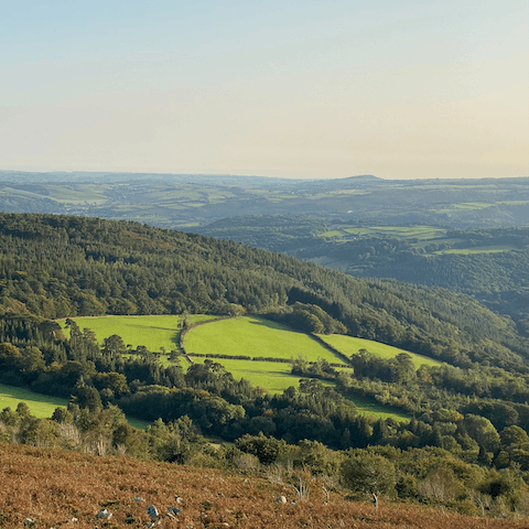 Reach the border of Dartmoor National Park by car, about sixteen miles away