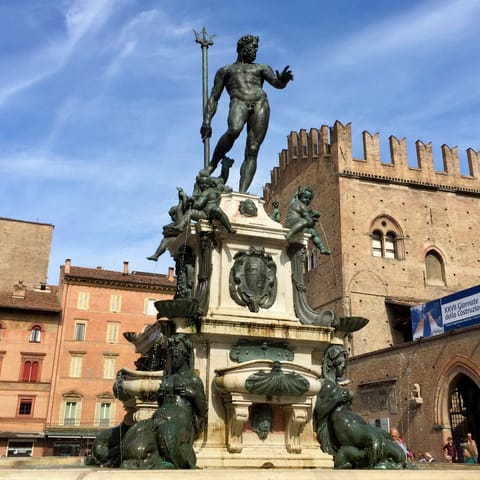 Explore the heart of Bologna –  the Fountain of Neptune is an eight-minute walk away