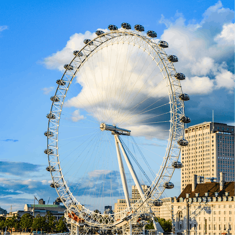 View the city from the London Eye, only fifteen minutes away