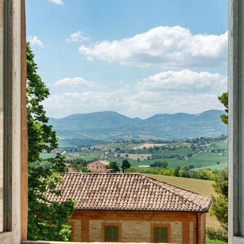 Enjoy expansive views of the undulating countryside from your living room