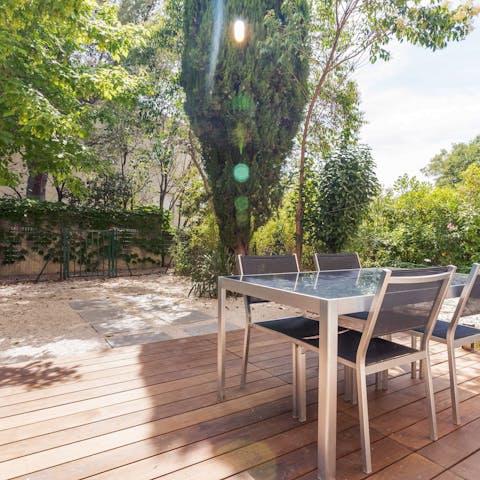 Dine alfresco on the terrace in your private garden