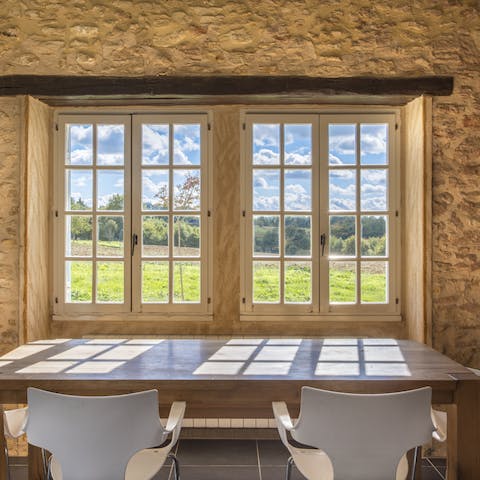 Enjoy French-inspired lunches with a view in the bright kitchen-diner