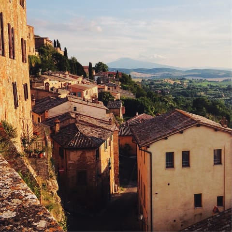 Explore the medieval hilltop town of Montepulciano, a short drive away