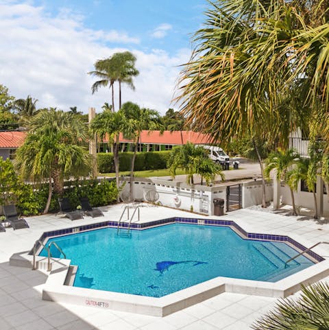 Spend sunny afternoons taking dips in the shared pool