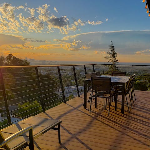 Take in views over West Hollywood from your huge deck