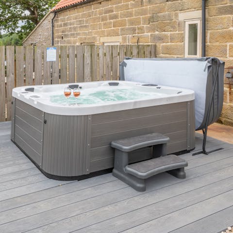 End your days with a dip in the private hot tub