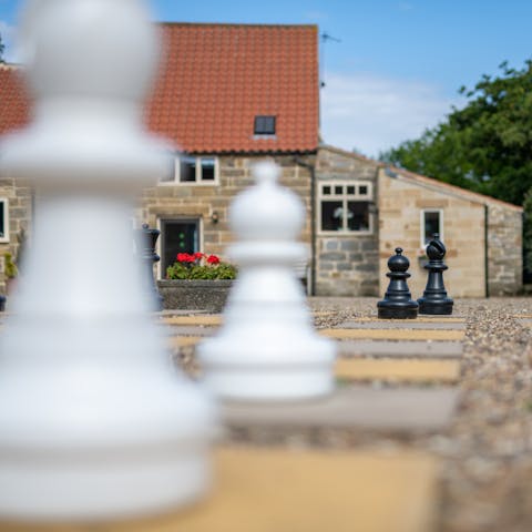 Challenge the family to a game of giant chess – you'll have hours of fun