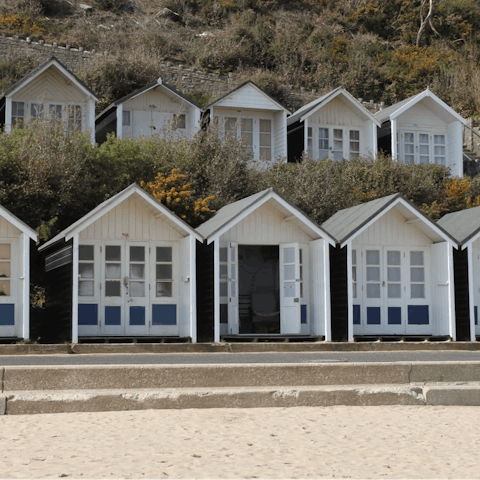 Drive four minutes to reach your own beach hut at Branksome Beach