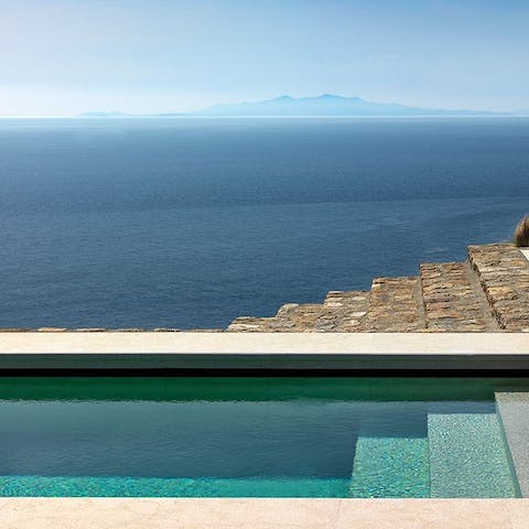 Take in the amazing views of the Aegean and its islands from your pool