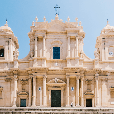 Stroll minutes to the Noto Cathedral to admire the beautiful architecture