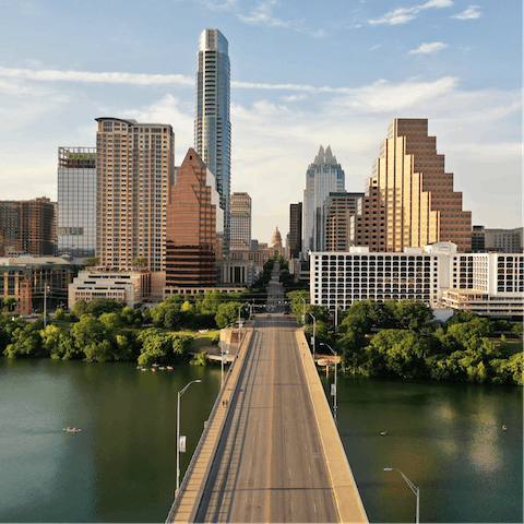 Visit the lively city of Austin, a seventeen-minute drive away