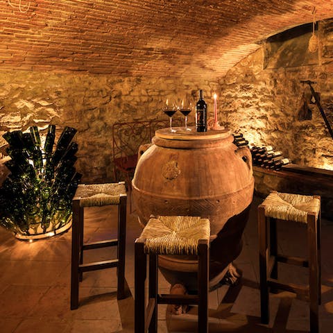 Enjoy some wine tasting in the estate's wine cellar in the basement