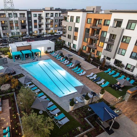 Cool off with an evening swim in the building's pool