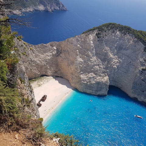 Explore the island – your home in the village of Lagadakia is around a twenty-minute drive from Zakynthos Town