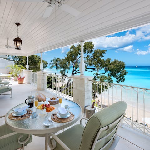Take your breakfast with a beach view on the veranda